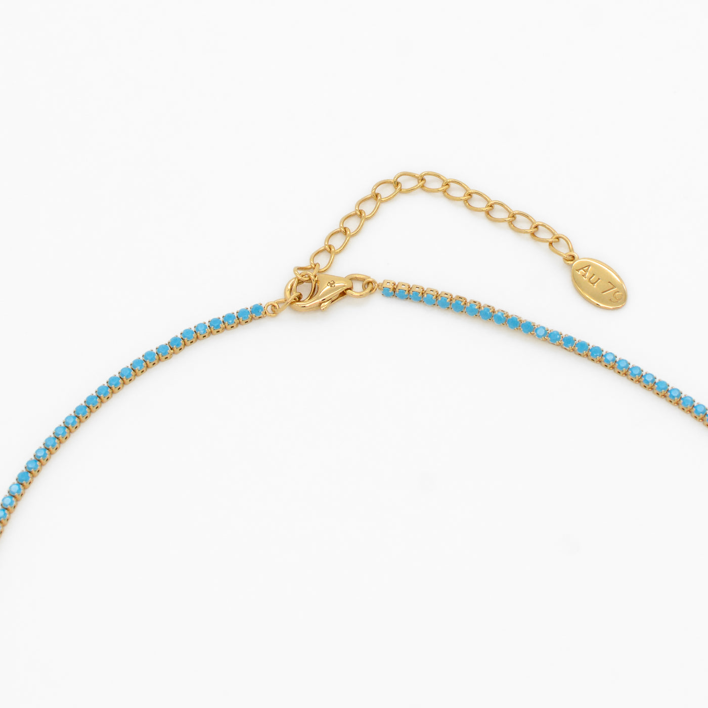 Dallas Micro Tennis Necklace in Turquoise CZ
