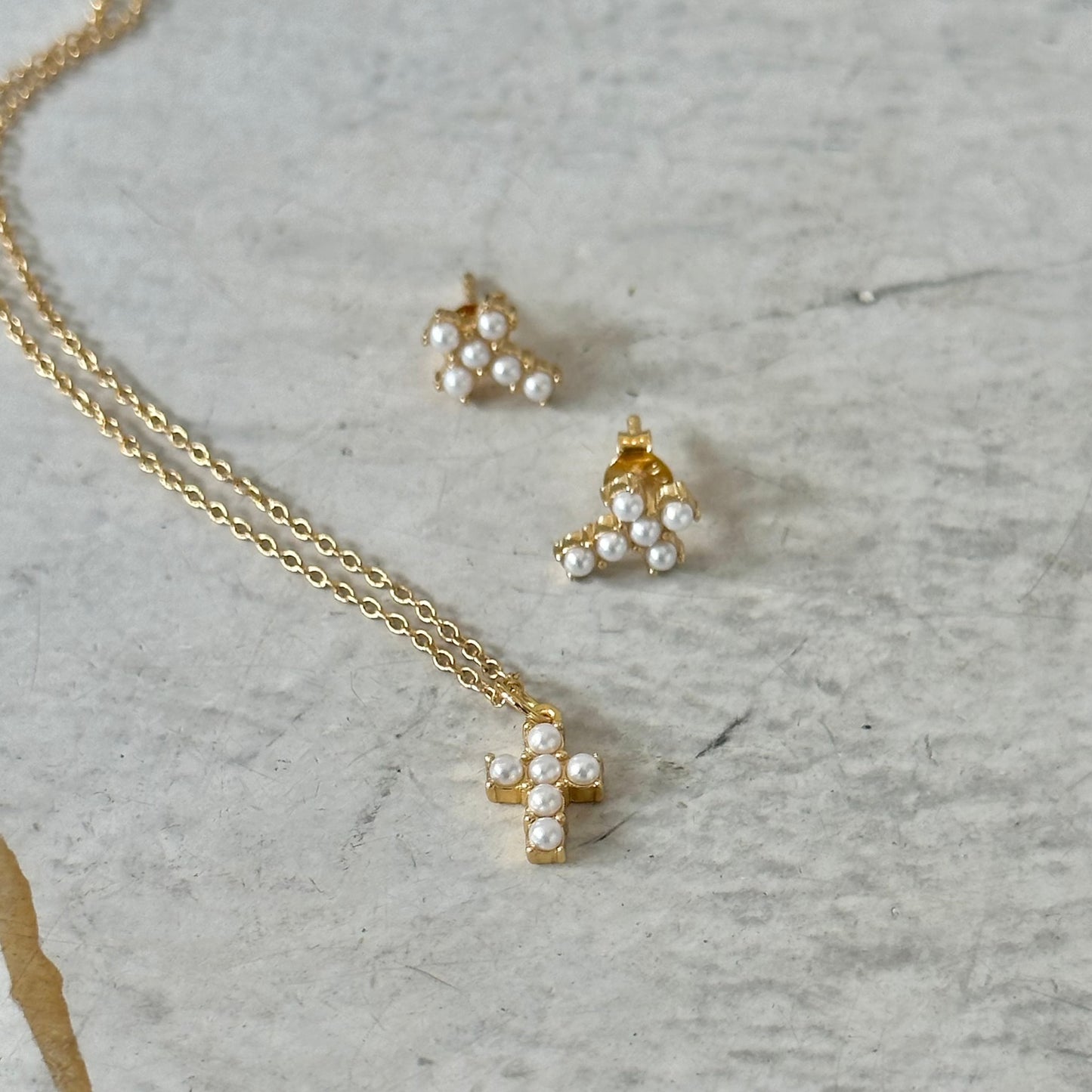 Sistine Pearl Cross Necklace