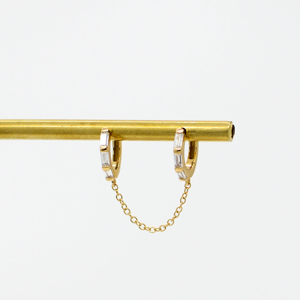 AU79 St Moritz Double Huggie Earring with Chain