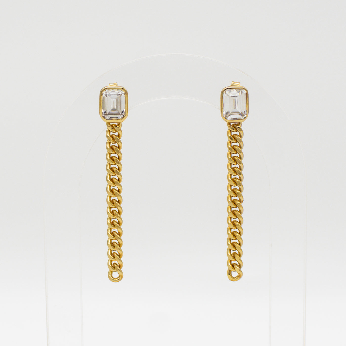 Manhattan Chain Earrings w CZ